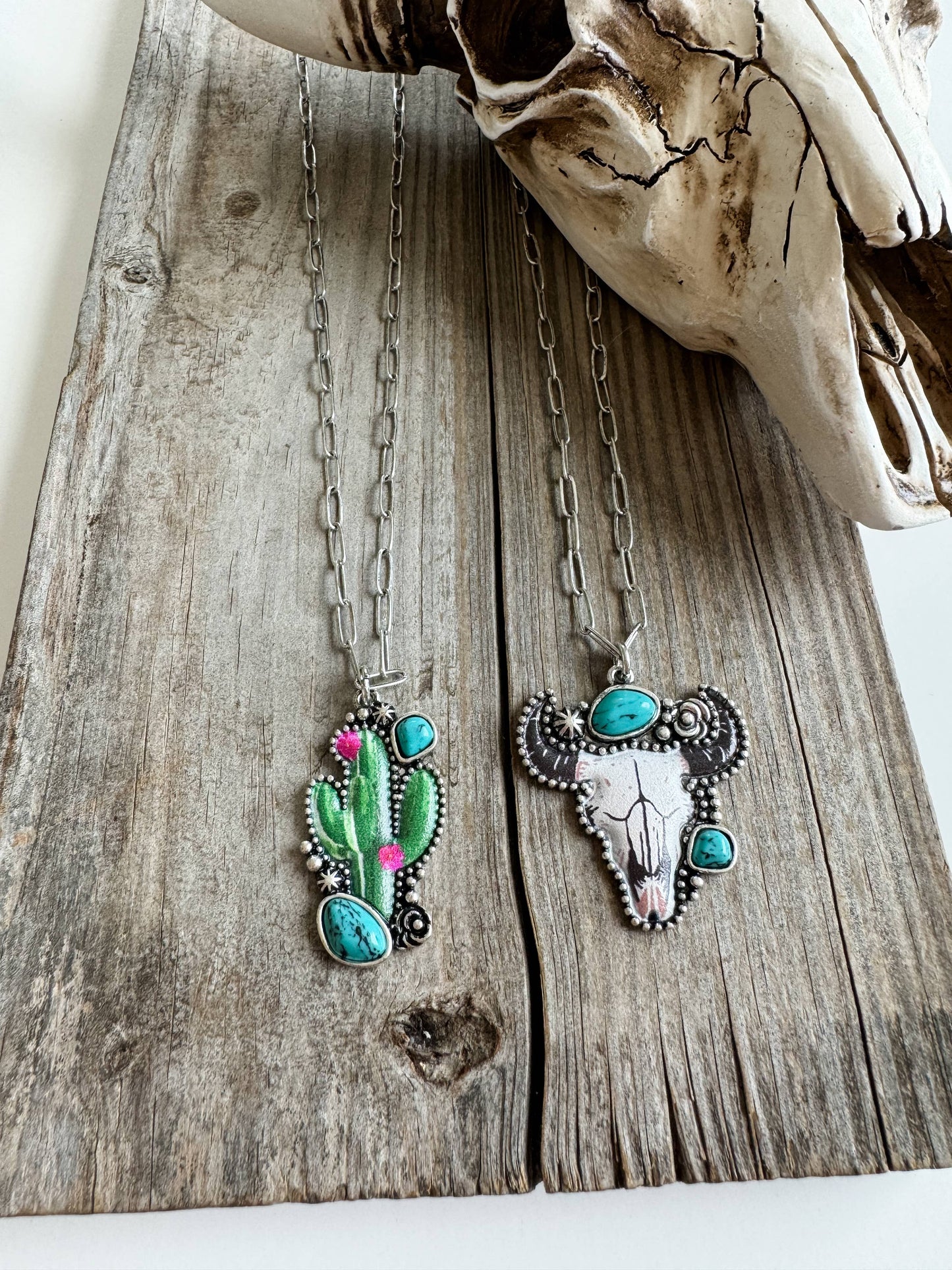 Western Pendant Necklace - CACTUS