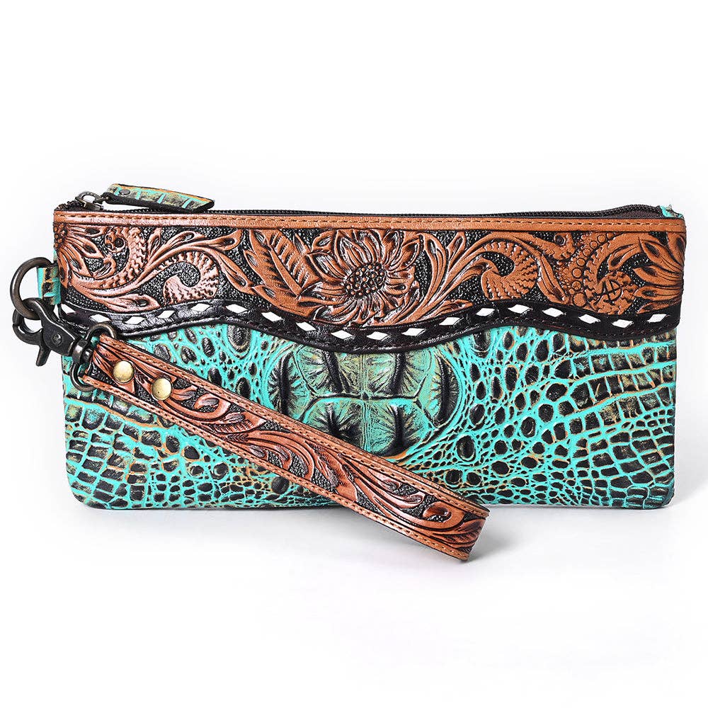 ADBG1616 American Darling Western Leather Wristlet Bag with Hand-Tooled Detailing & Premium Craftsmanship: ADBG1616