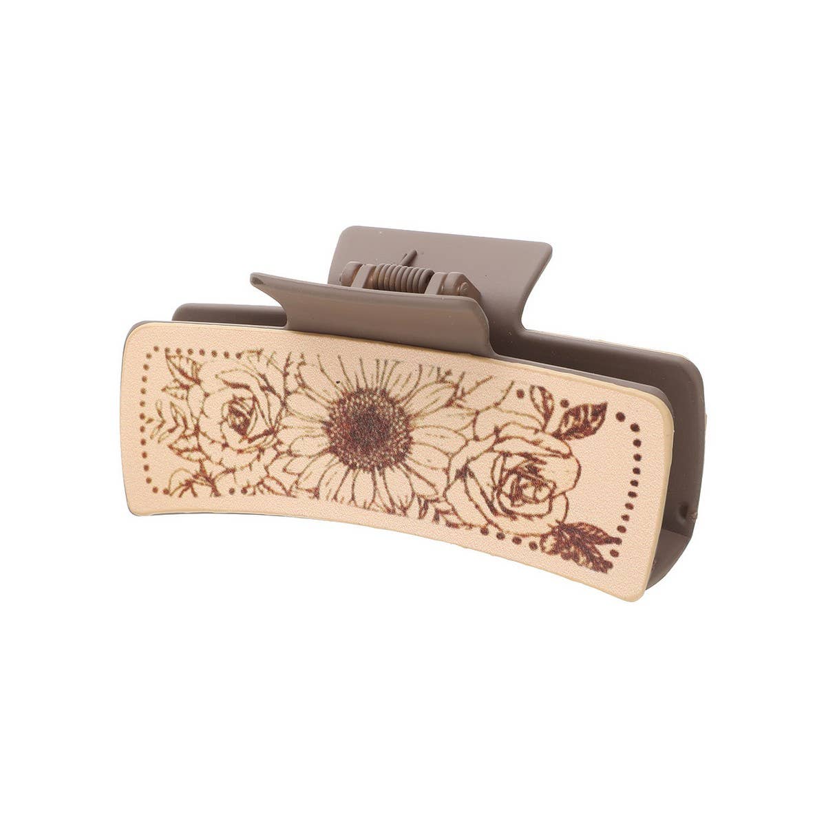 Cactus Print Leather Hair Claw Clip, Western Style_CWAHA0606: TYPE1 / (OS) 3