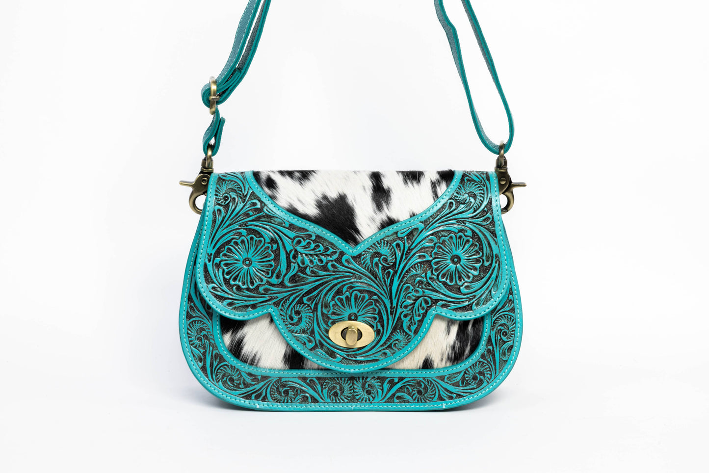 Turquoise Scalloped Flap Leather Purse ABHB 18-25204