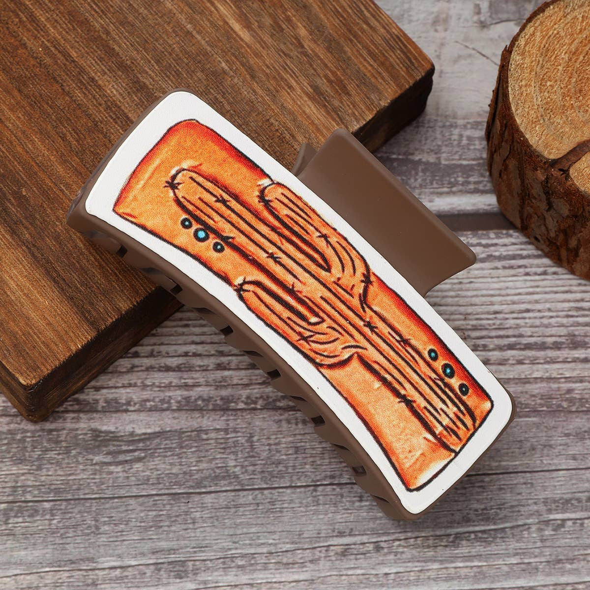 Western Cactus Leather Hair Claw - Shark Clip_CWASC1629: TYPE3 / (OS) 1