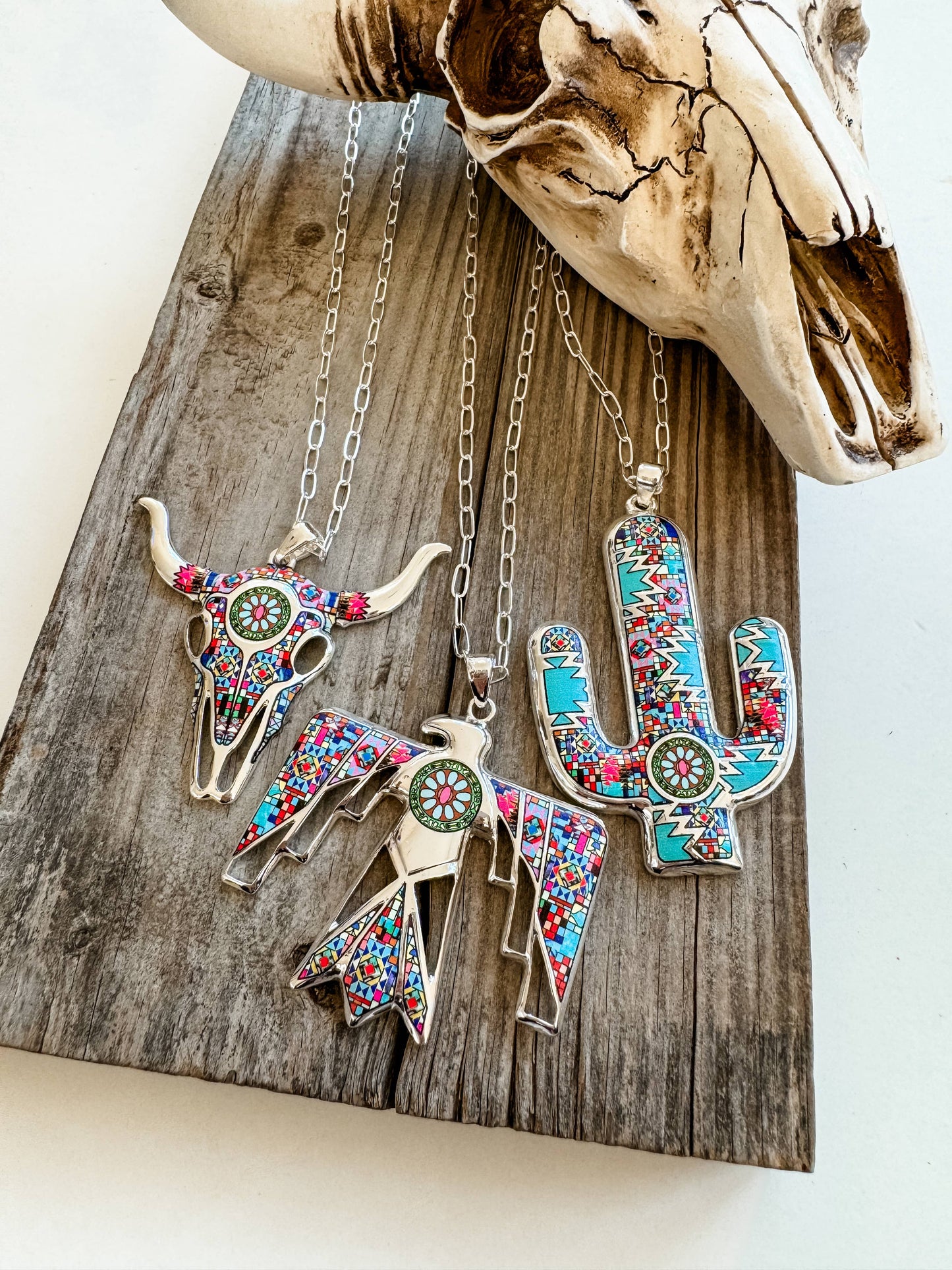 Western Pendant Necklace - Thunderbird | Steer | Cactus: THUNDERBIRD