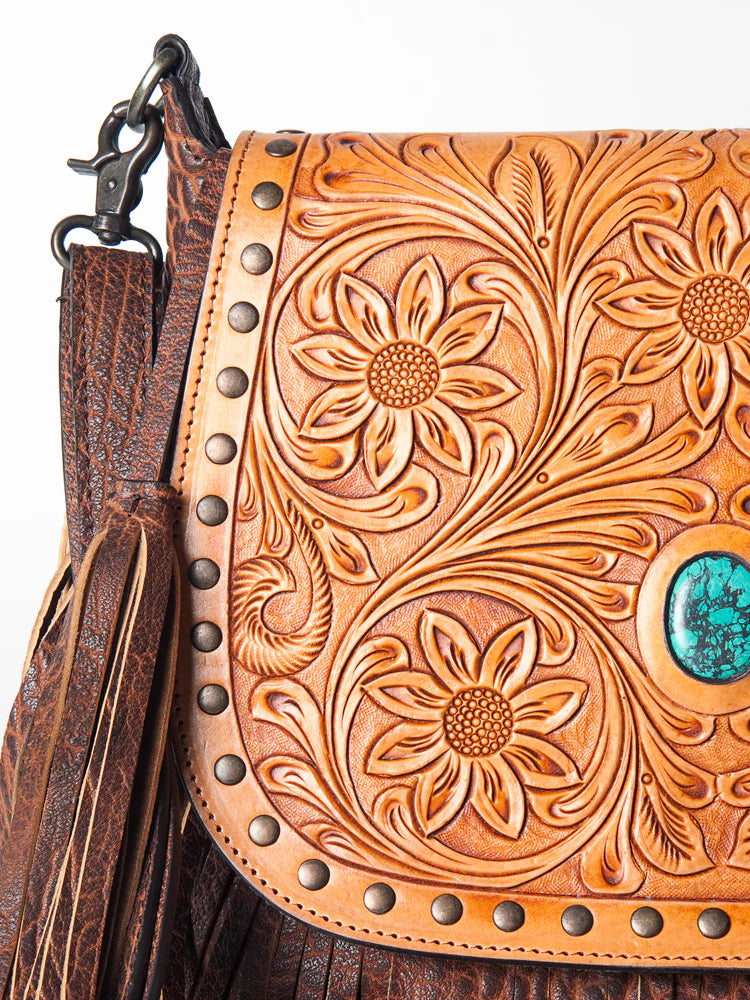 Copper Bloom Crossbody Genuine Western Leather Handbag LC-ADBGZ481