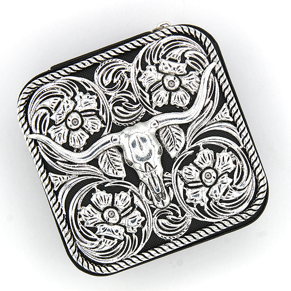 Travel Jewelry Box - Metal Steer Black