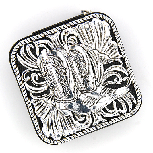 Travel Jewelry Box - Metal Boots Black