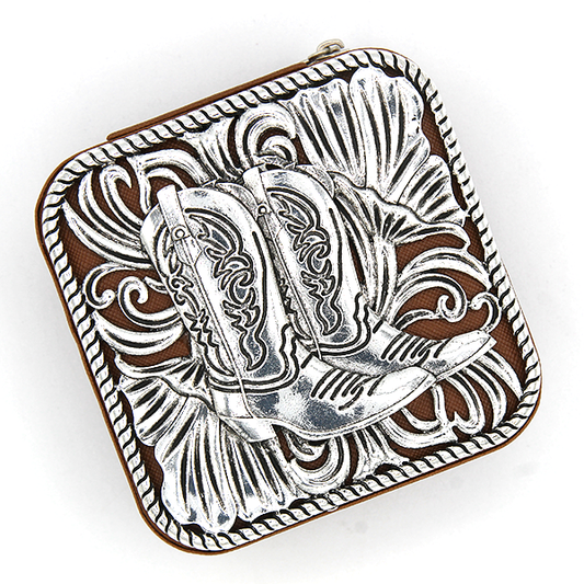 Travel Jewelry Box - Metal Boots Brown