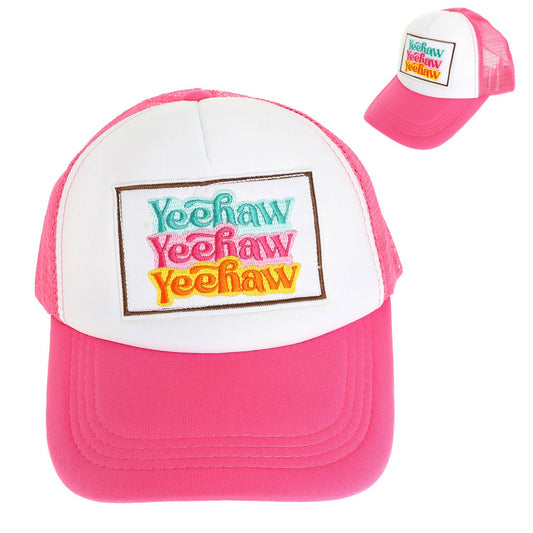 Western Yeehaw Mesh Backing Baseball Cap : Fuchsia