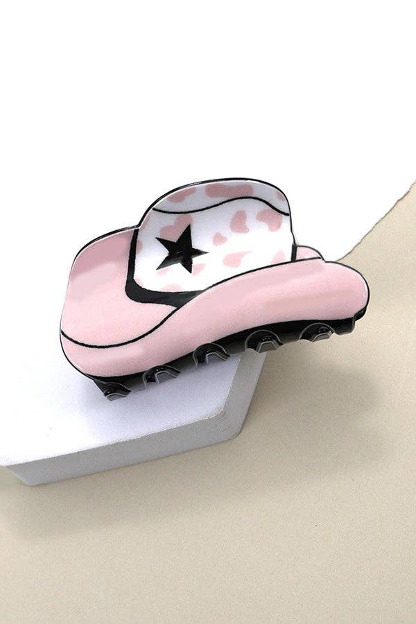 WESTERN COWGIRL BOOT HAIR CLAW CLIPS  40H569: COW WHITE