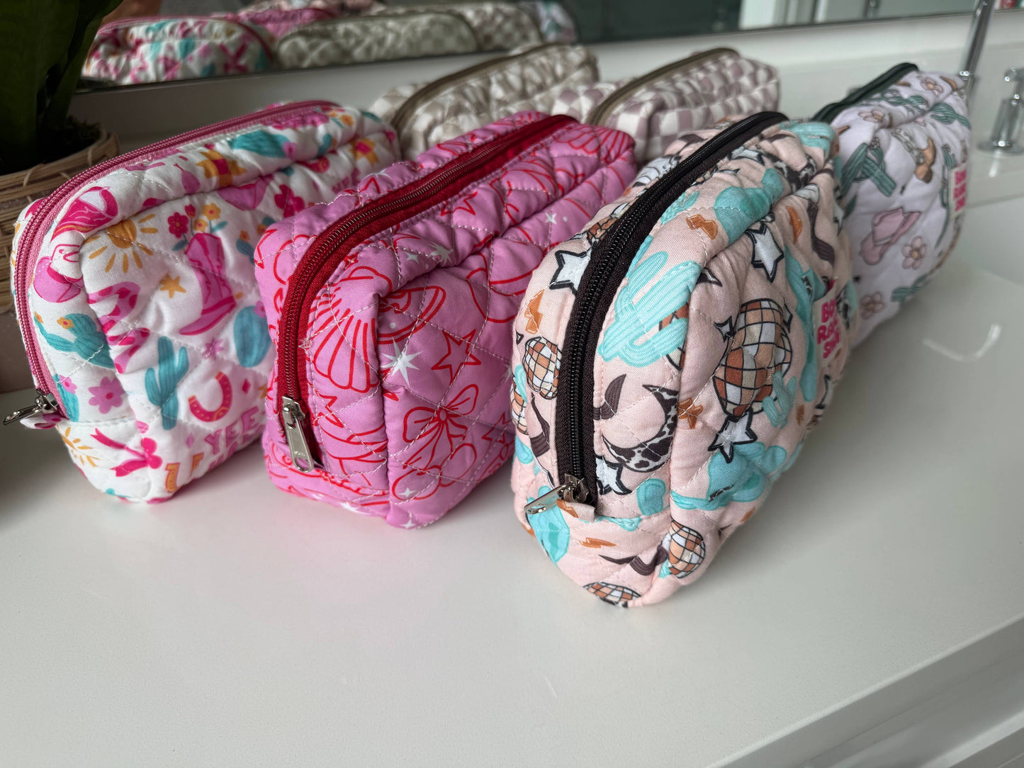 Fabric Western Makeup Bag Organizer | Cowgirl Cosmetic Bag : RODEO BARBIE
