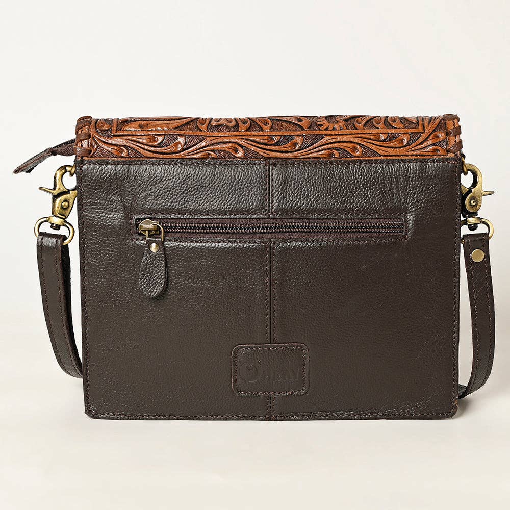 The Western Whirl-Genuine Leather Tooled Handbag: OHA119