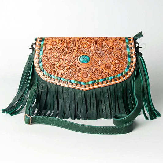 LC-ADBGZ475 Crossbody Hand Tooled Genuine Western Leather Women Bag: ADBGZ475
