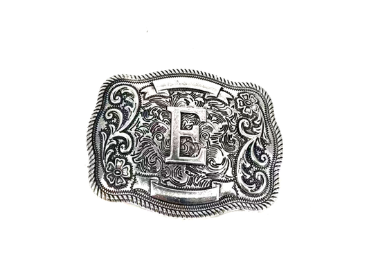 Western Filigree Initial Belt Buckle: E