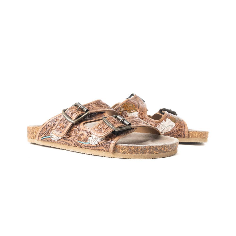 Falling Feather Sandals In Dark Brown: Dark Brown / 11
