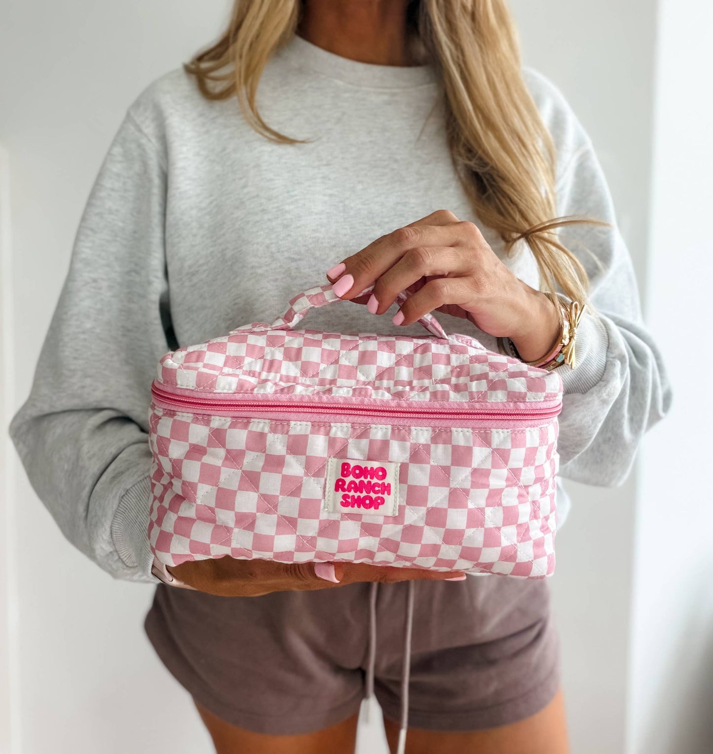 Quilted Western Makeup Bag  | Cowgirl Cosmetic Bag Fabric : RODEO BARBIE