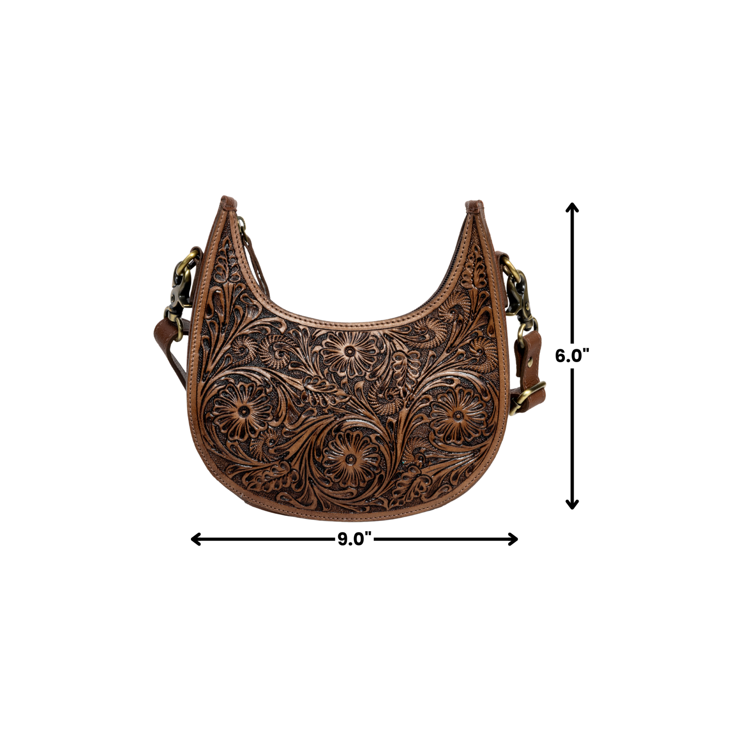 Brown Tooled Bag with Wallet
