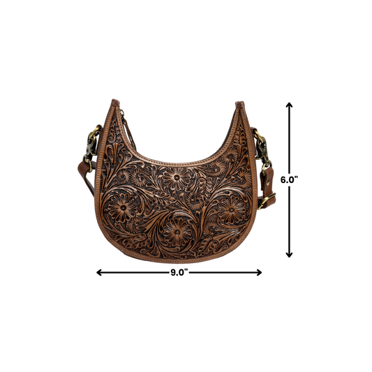 Brown Tooled Bag with Wallet