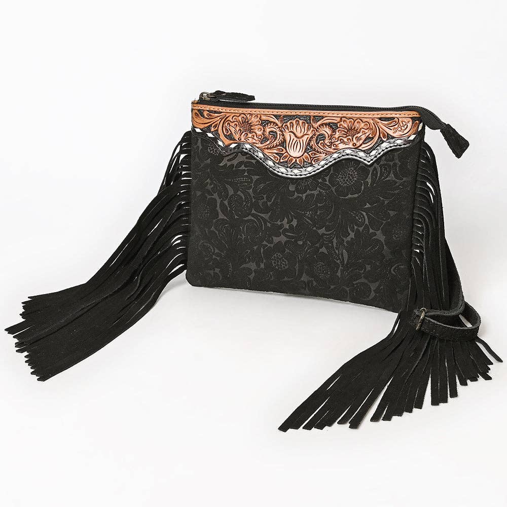 ADBG109 American Darling Hand-Tooled and Floral Embossed Leather Western Crossbody Bag: ADBG109DM2