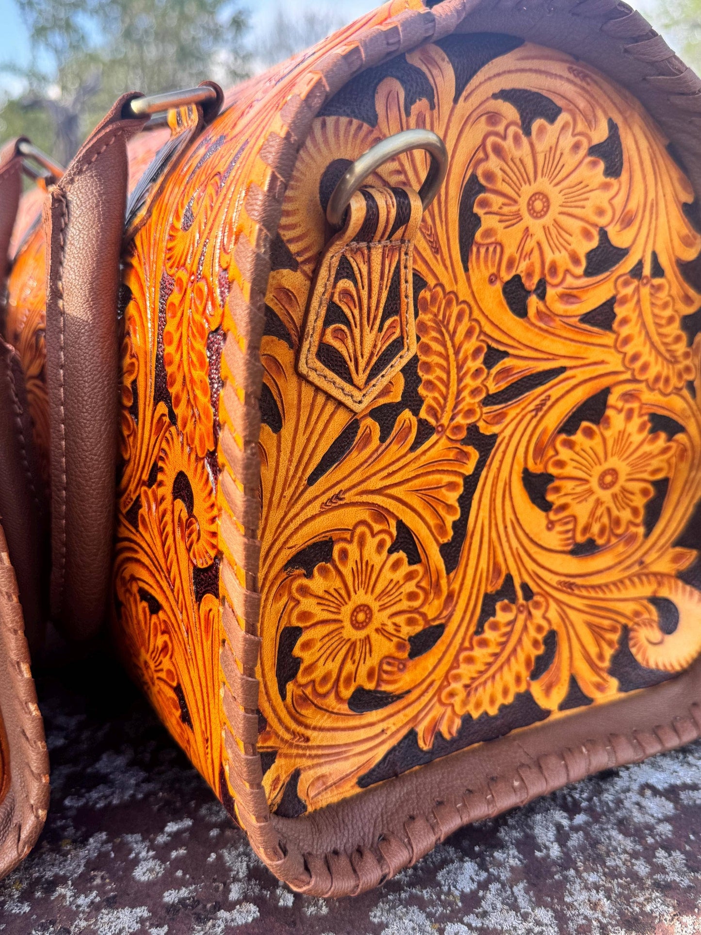 Sorrel Sunset Speedy Western Genuine Leather Barrel Bag Purse: Medium