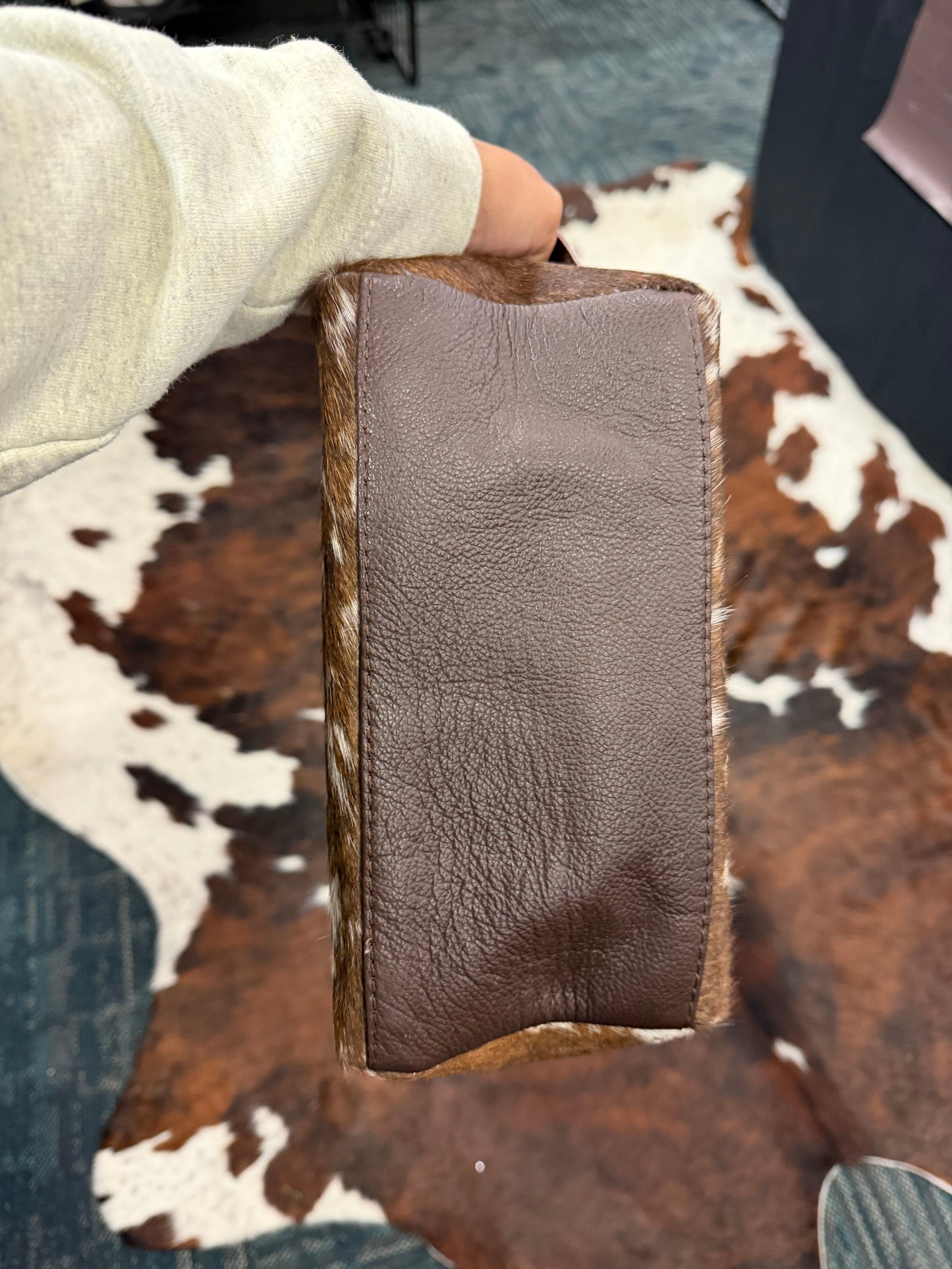 Dark Brown Cowhide Toiletry Bag 1