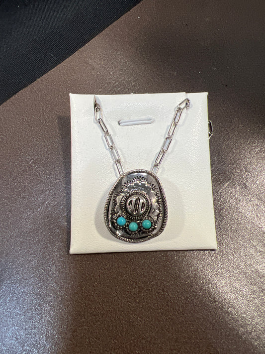 Silver Cowboy Hat Necklace