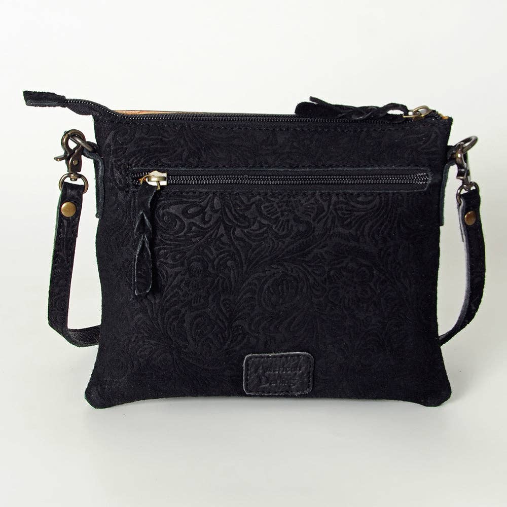 AMERICAN DARLING Crossbody Genuine Leather Western Leather Bag: ADBG109DM1E BLK No Fringe