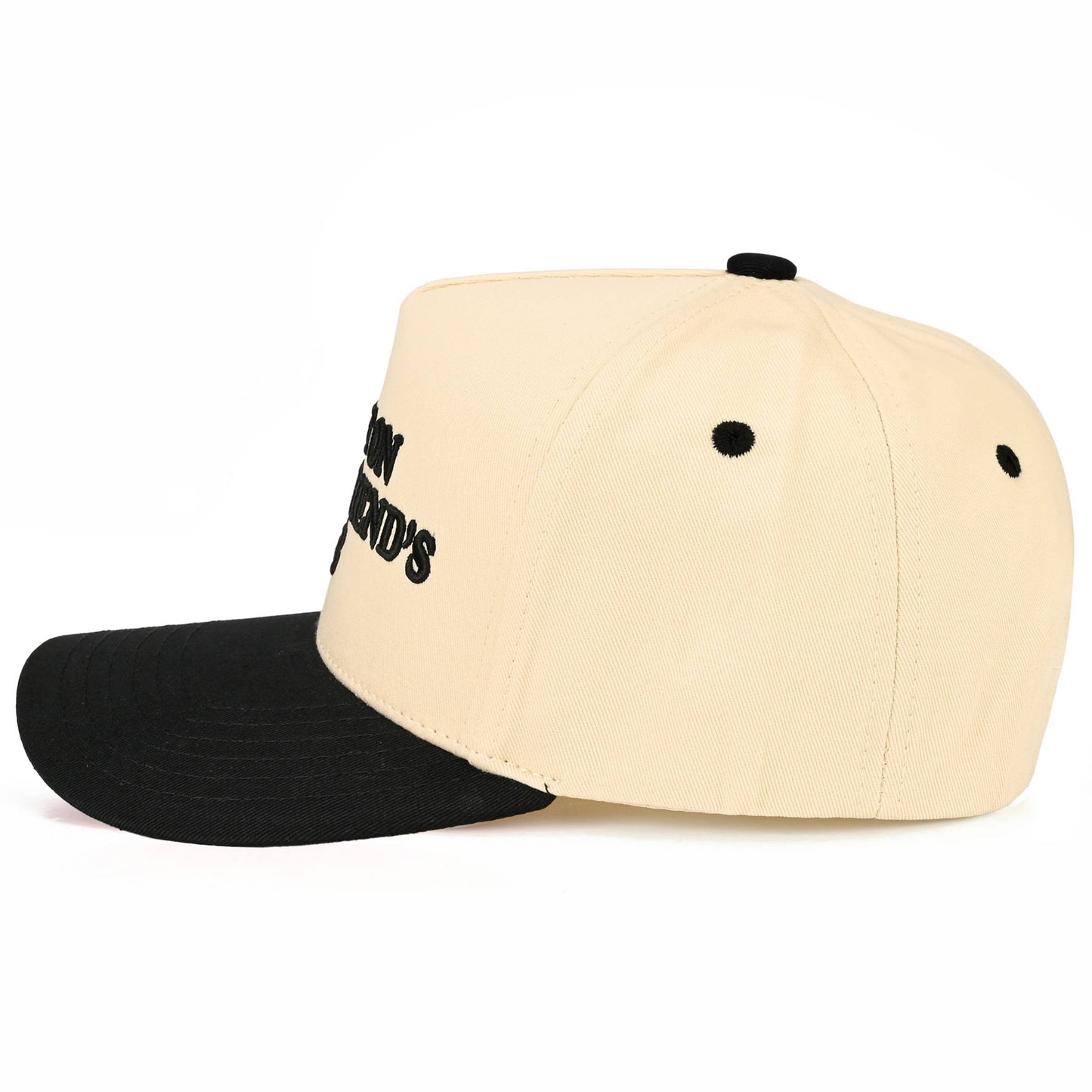 C.C PUT IT ON MY BOYFRIEND'S TAB Letter Two Tone Trucker Hat: Black