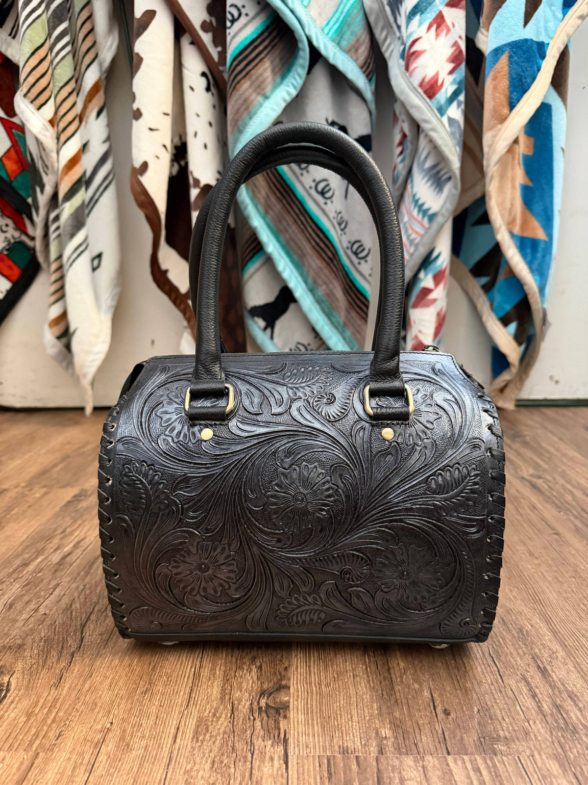 Medium Black Fully Tooled Leather Speedy Purse