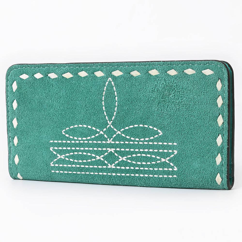 Genuine Suede Clutch Bag | Western Boot Stitched Wallet: ADBG1687D