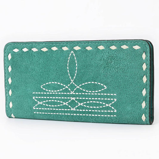 Genuine Suede Clutch Bag | Western Boot Stitched Wallet: ADBG1687D
