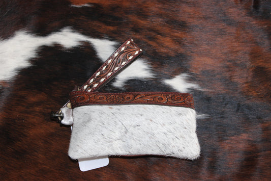 The Rodeo Leather with Cowhide Wristlet - KBG275 A