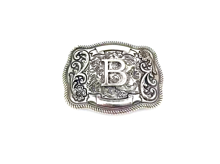 Western Filigree Initial Belt Buckle: B
