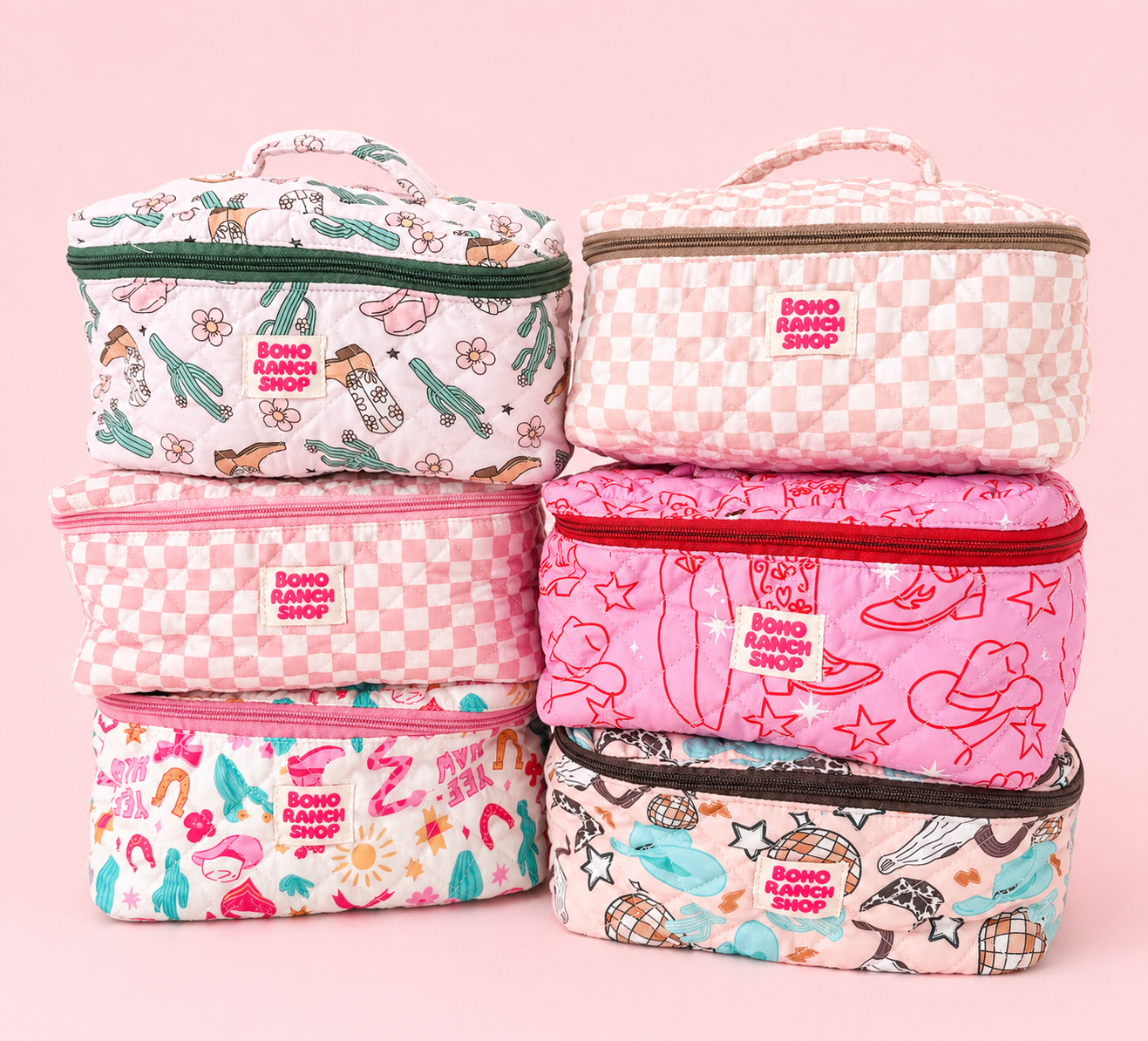 Quilted Western Makeup Bag  | Cowgirl Cosmetic Bag Fabric : RODEO BARBIE