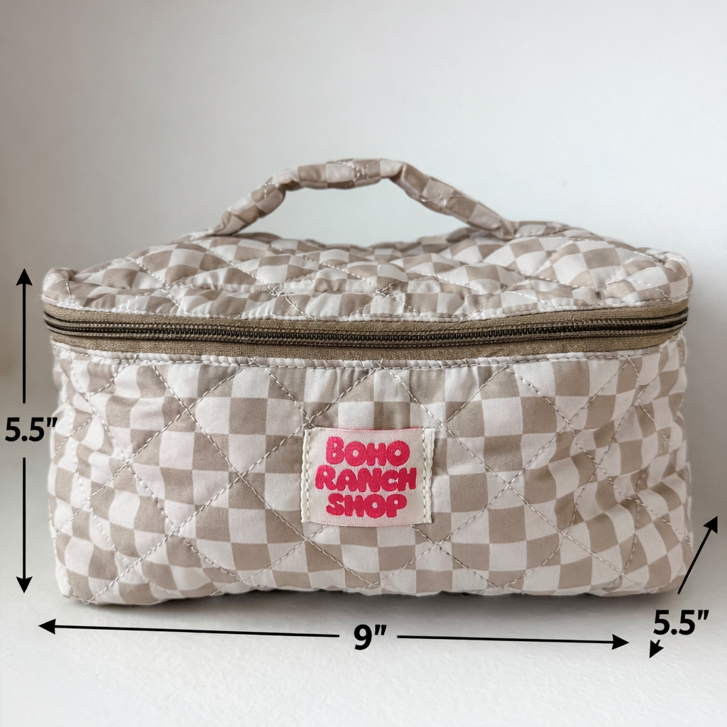Quilted Western Makeup Bag  | Cowgirl Cosmetic Bag Fabric : YEEHAW DOODLE