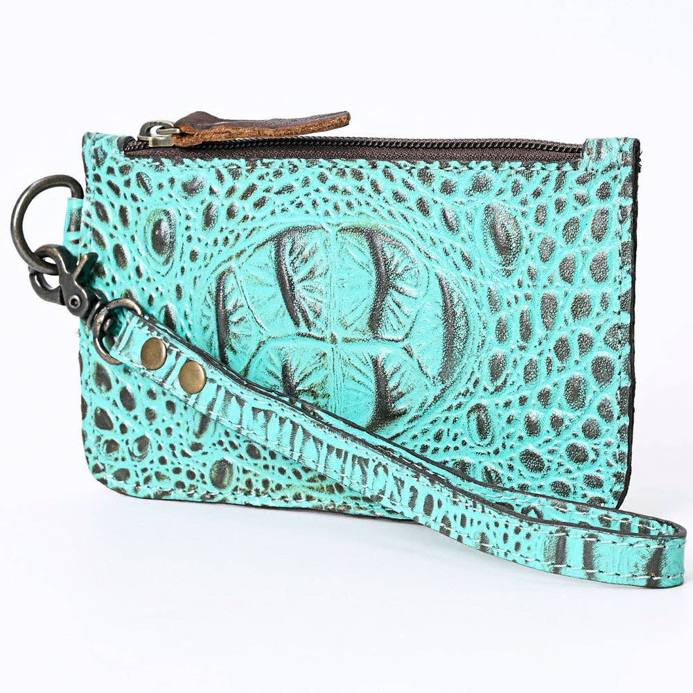 ADBG961 Croc-Embossed Leather Wristlet with Zip Pocket & Strap: ADBG961