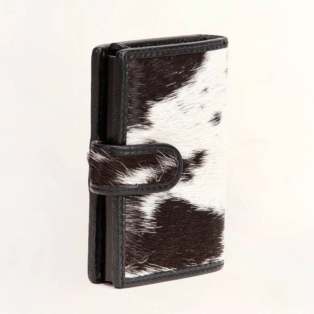 Loyal West My Prairie Credit Card Holder: Black And White Cowhide
