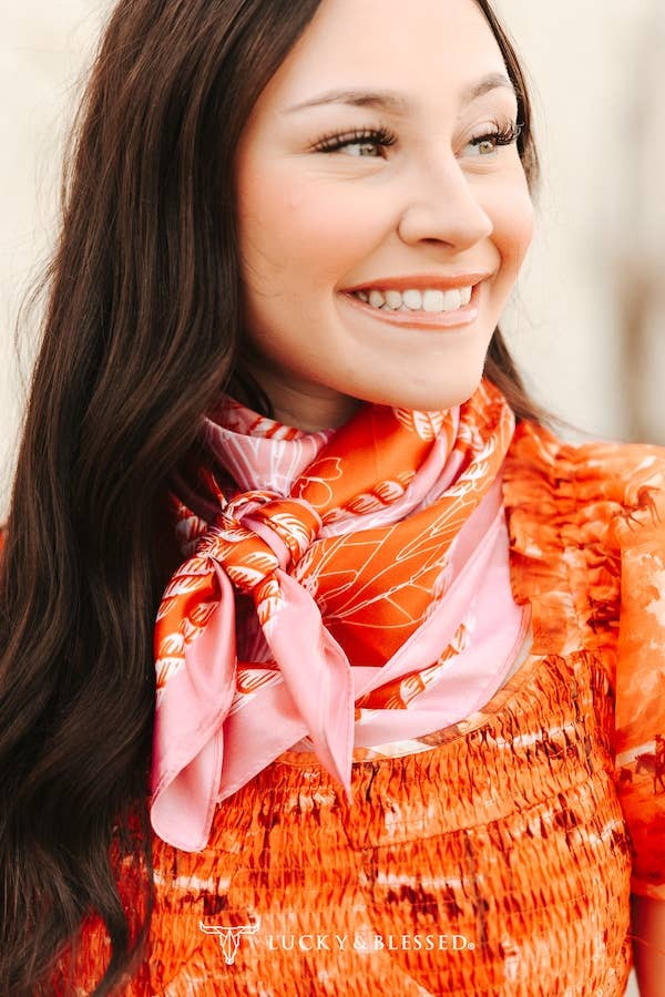 Pink Red Bootstitch Printed Wild Rag