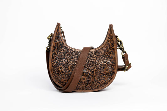 Brown Half-Moon Leather Shoulder Bag ABHB 18-25211