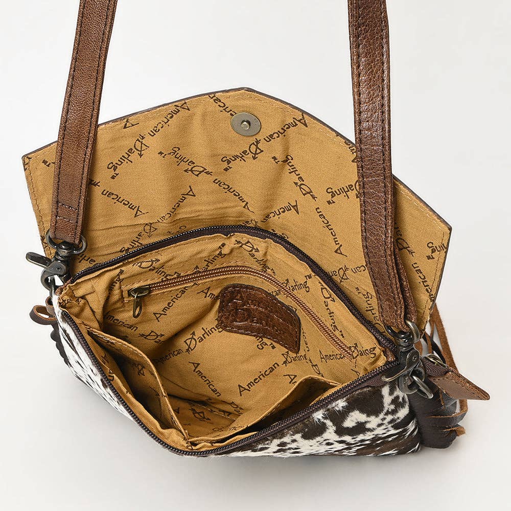ADBG1484 American Darling Cowhide Hand-Tooled Envelop Bag | Fringe Crossbody Purse: ADBG1484 1
