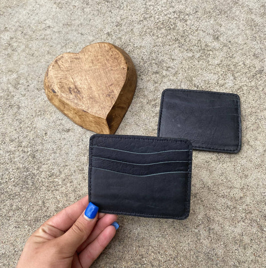 Black Leather Cowhide credit card wallet