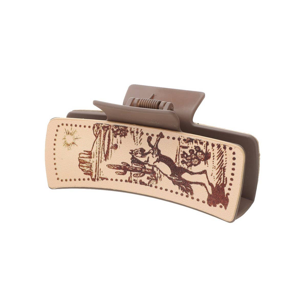 Cactus Print Leather Hair Claw Clip, Western Style_CWAHA0606: TYPE1 / (OS) 3