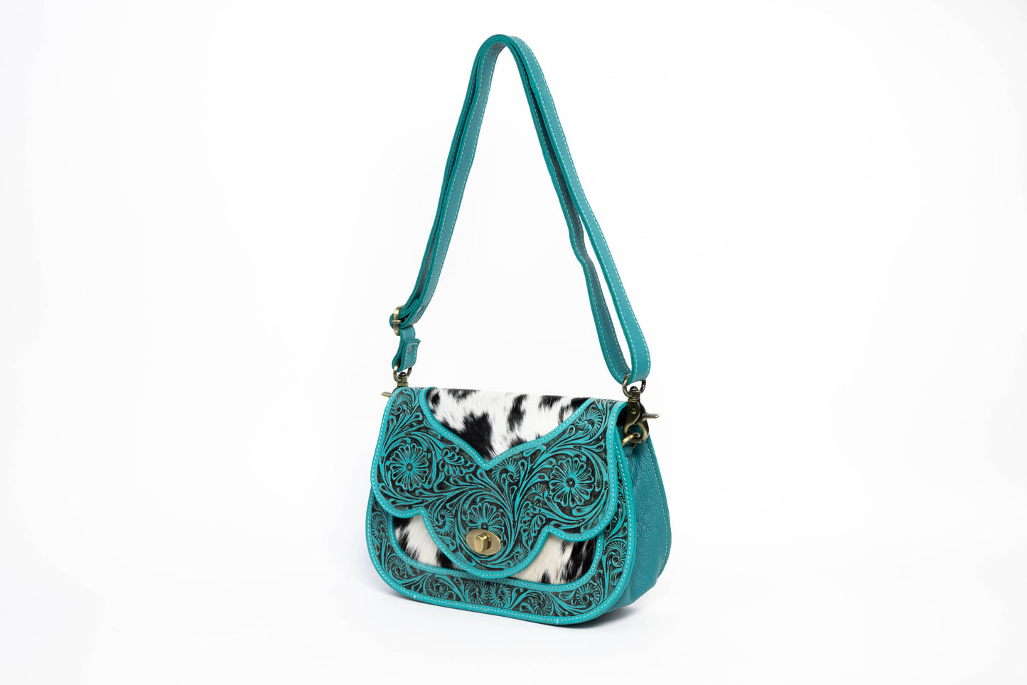 Turquoise Scalloped Flap Leather Purse ABHB 18-25204