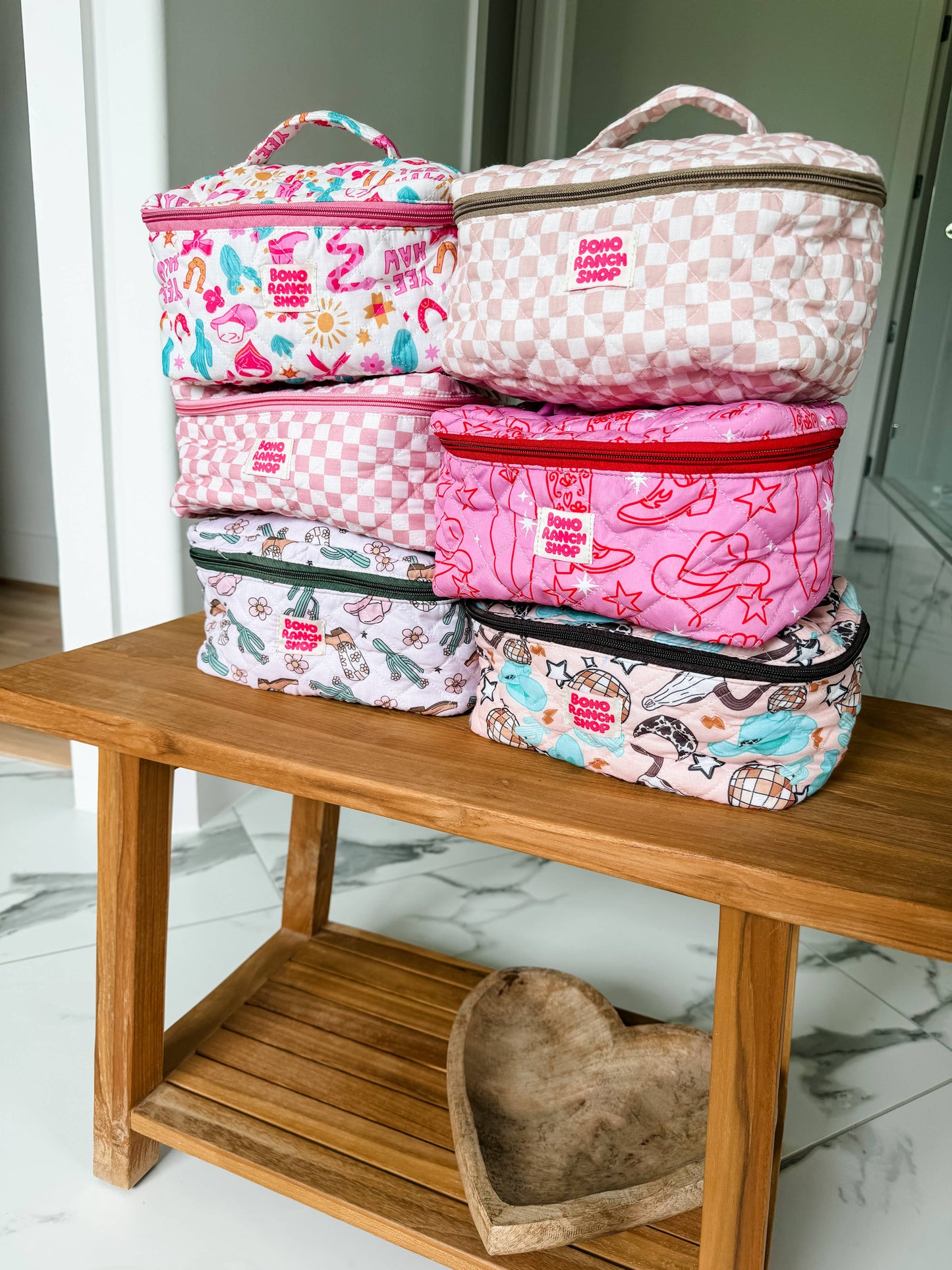 Quilted Western Makeup Bag  | Cowgirl Cosmetic Bag Fabric : RODEO BARBIE