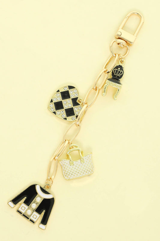Fashionista Enamel Multi-Charm Bag Chain