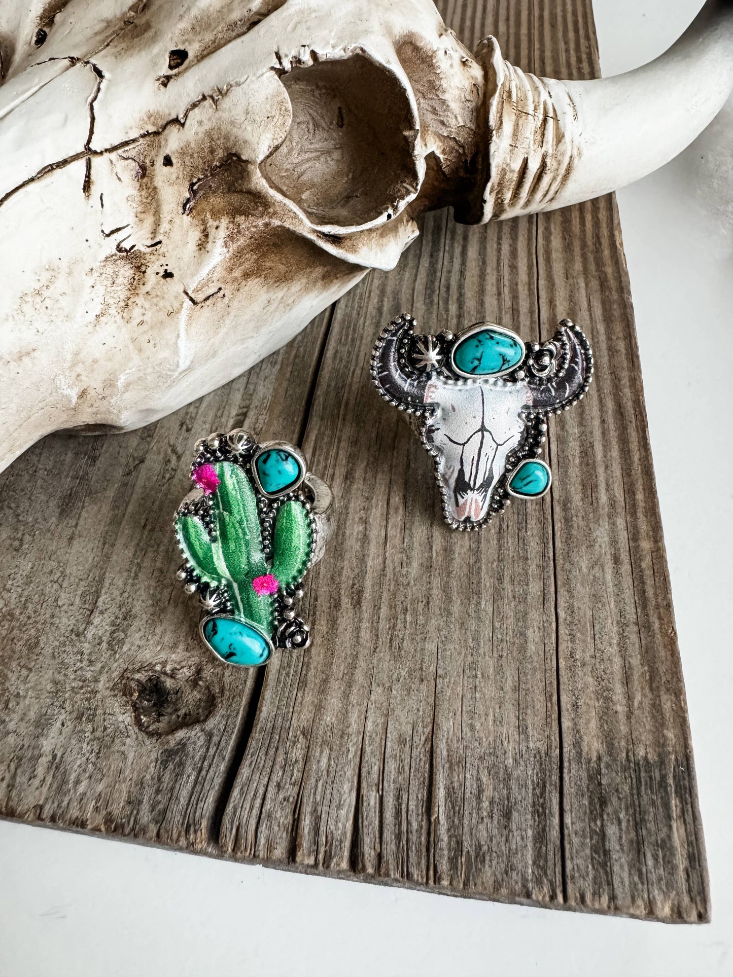 Western Pendant Adjustable Ring - Cactus | Steer : CACTUS