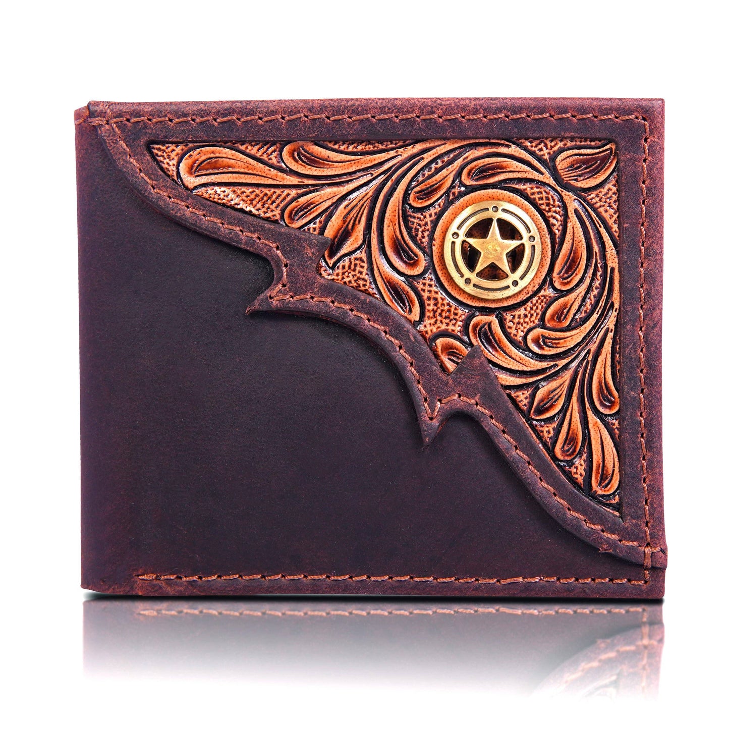 Western Wallets for Men Bifold, Mens Western Billfolds Tooled Leather & Concho