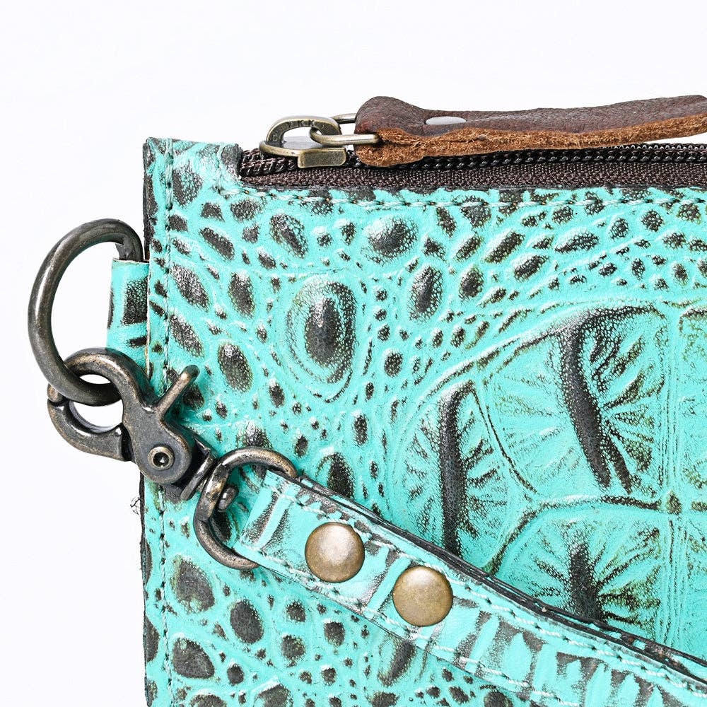 ADBG961 Croc-Embossed Leather Wristlet with Zip Pocket & Strap: ADBG961