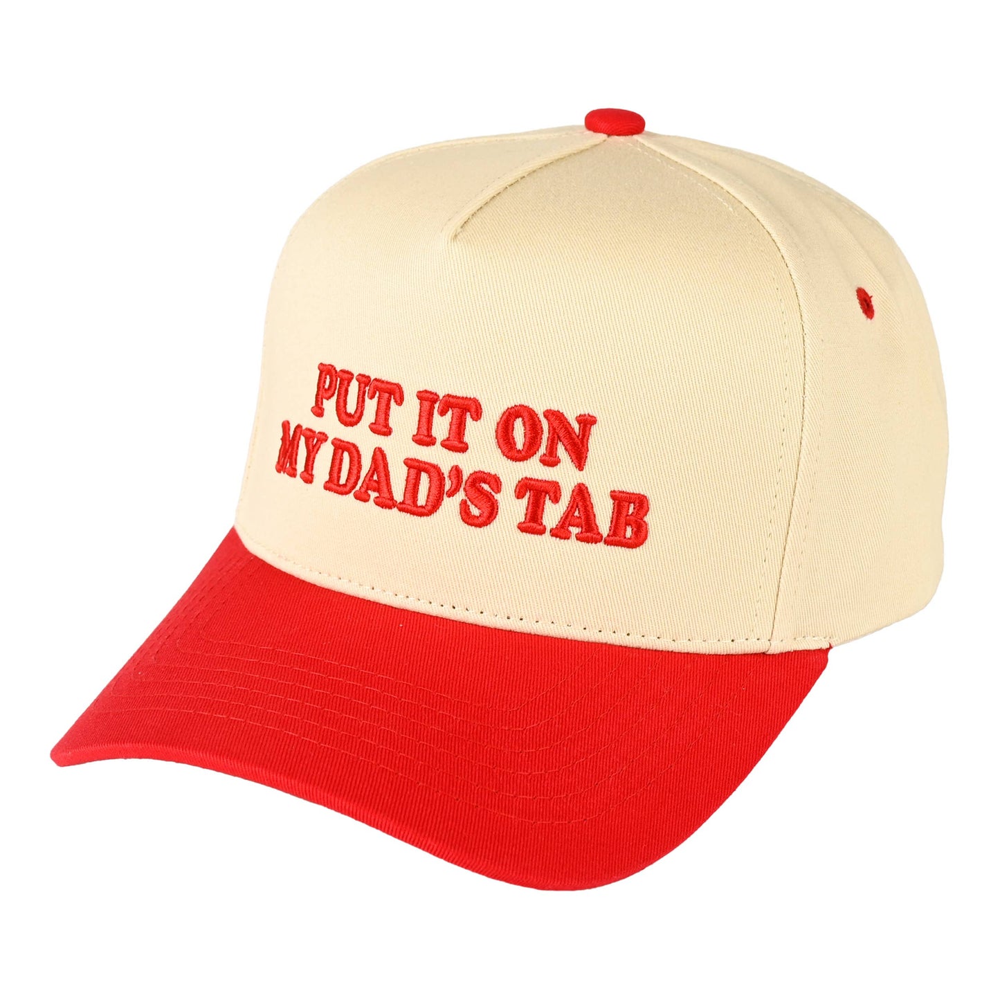 C.C PUT IT ON MY DAD'S TAB Letter Trucker Hat: Red