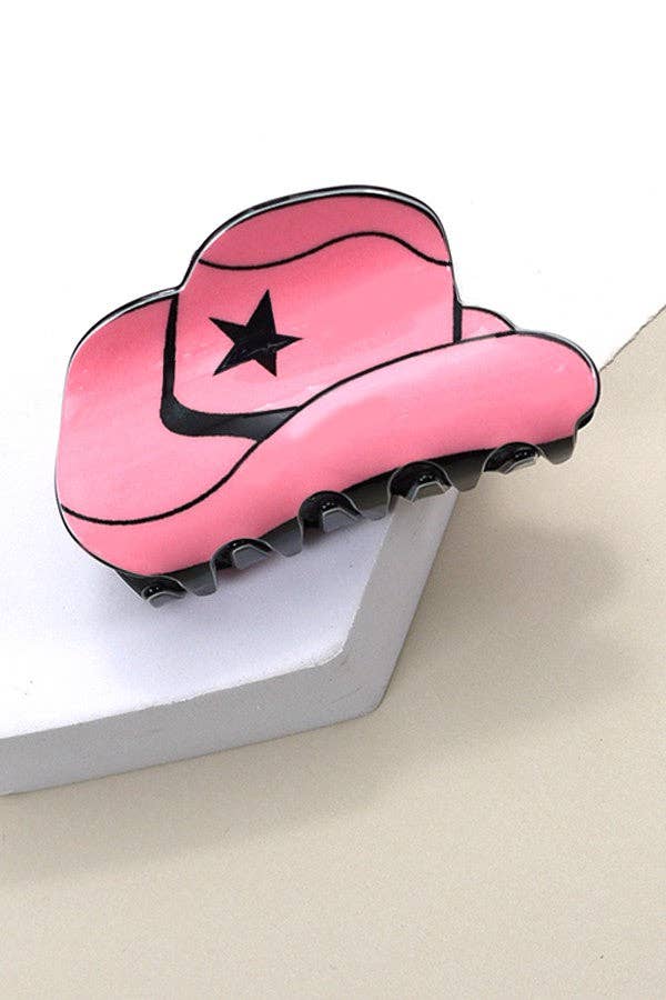 WESTERN COWGIRL BOOT HAIR CLAW CLIPS  40H569: COW WHITE