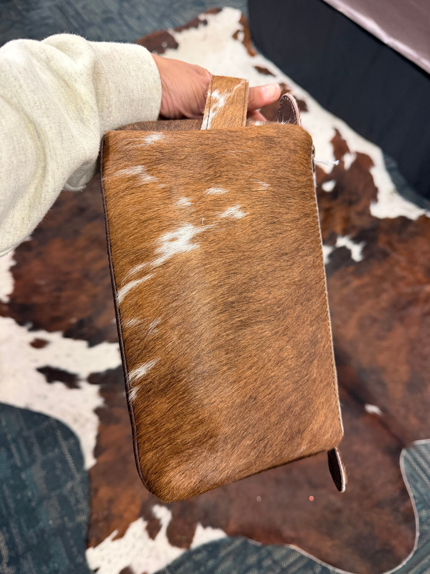 Dark Brown Cowhide Toiletry Bag 2