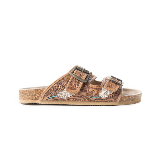 Falling Feather Sandals In Dark Brown: Dark Brown / 11